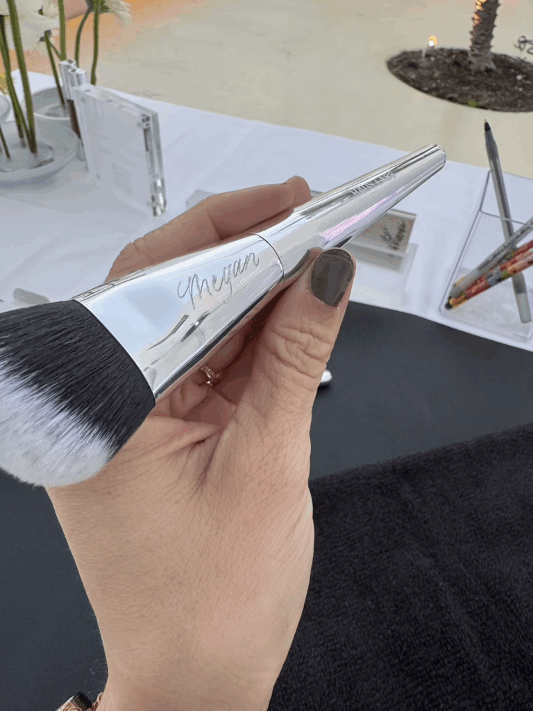 Haus Labs Foundation brush with Megan hand engraved on the side