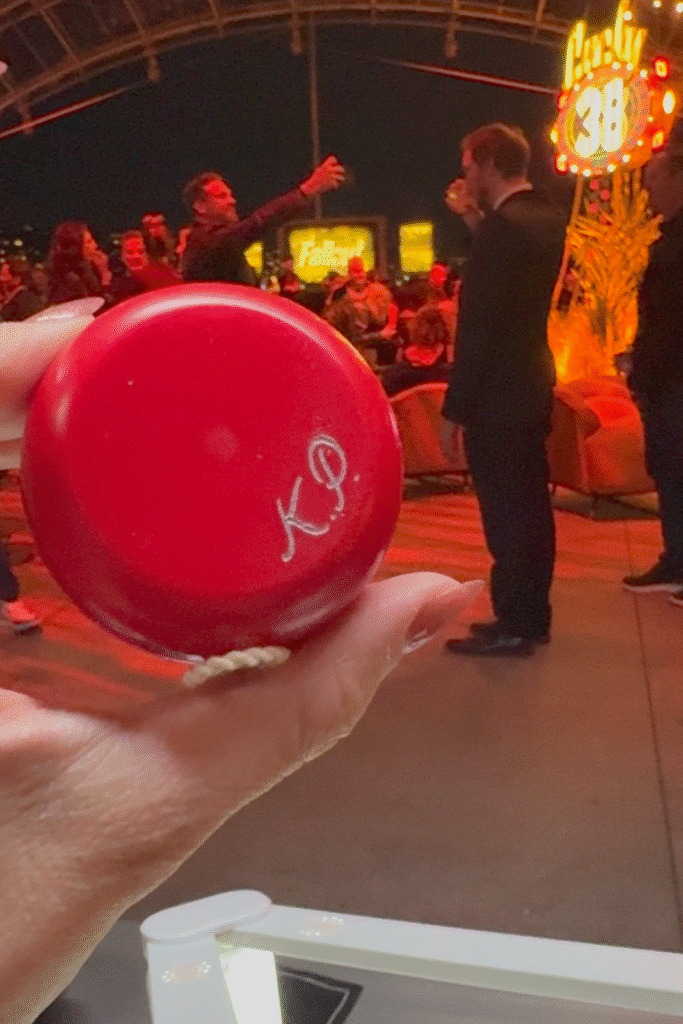 Hand engraving on a plastic yo-yo for Amazon Prime's Fallout Season 2 Premiere