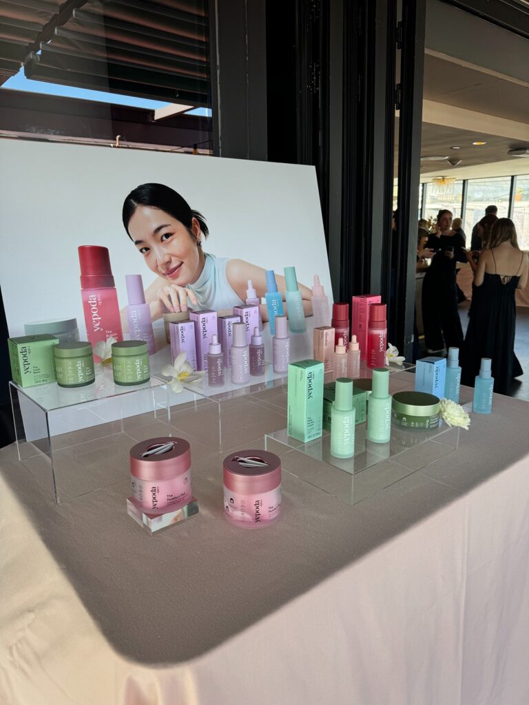 Beautiful display of Yepoda beauty products